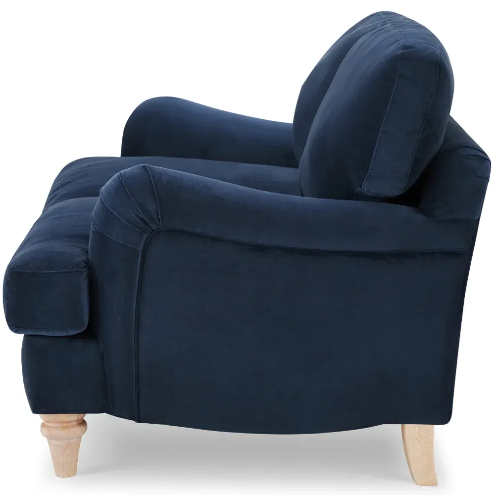 Oxford 2-Seater Sofa - Navy Blue, Velvet