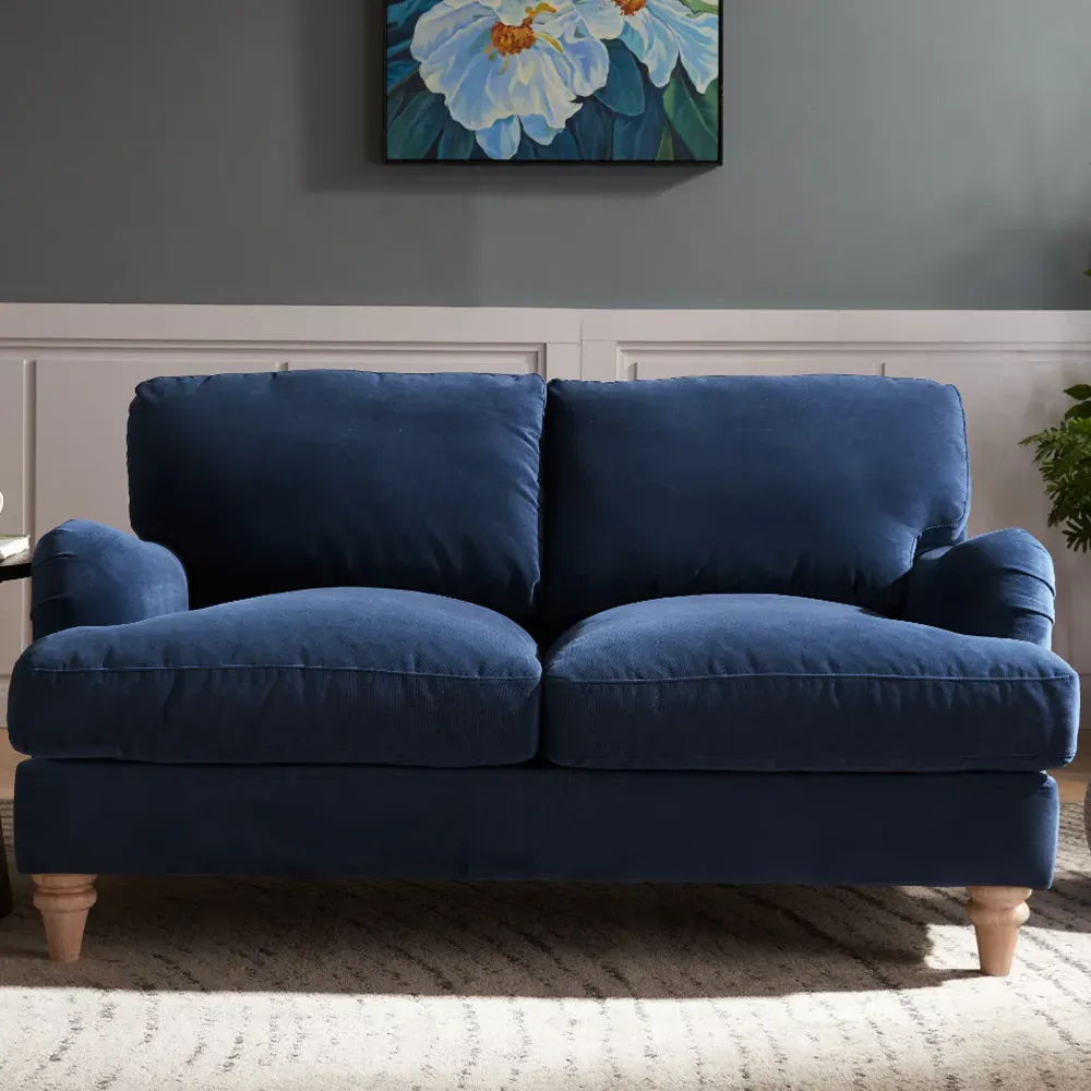 Oxford 2-Seater Sofa - Navy Blue, Velvet