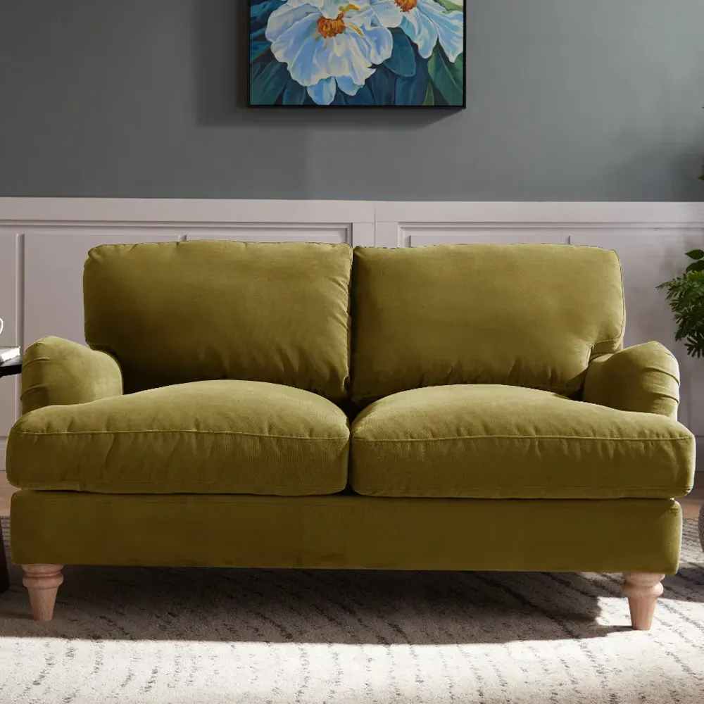 Oxford 2-Seater Sofa - Olive Green, Velvet