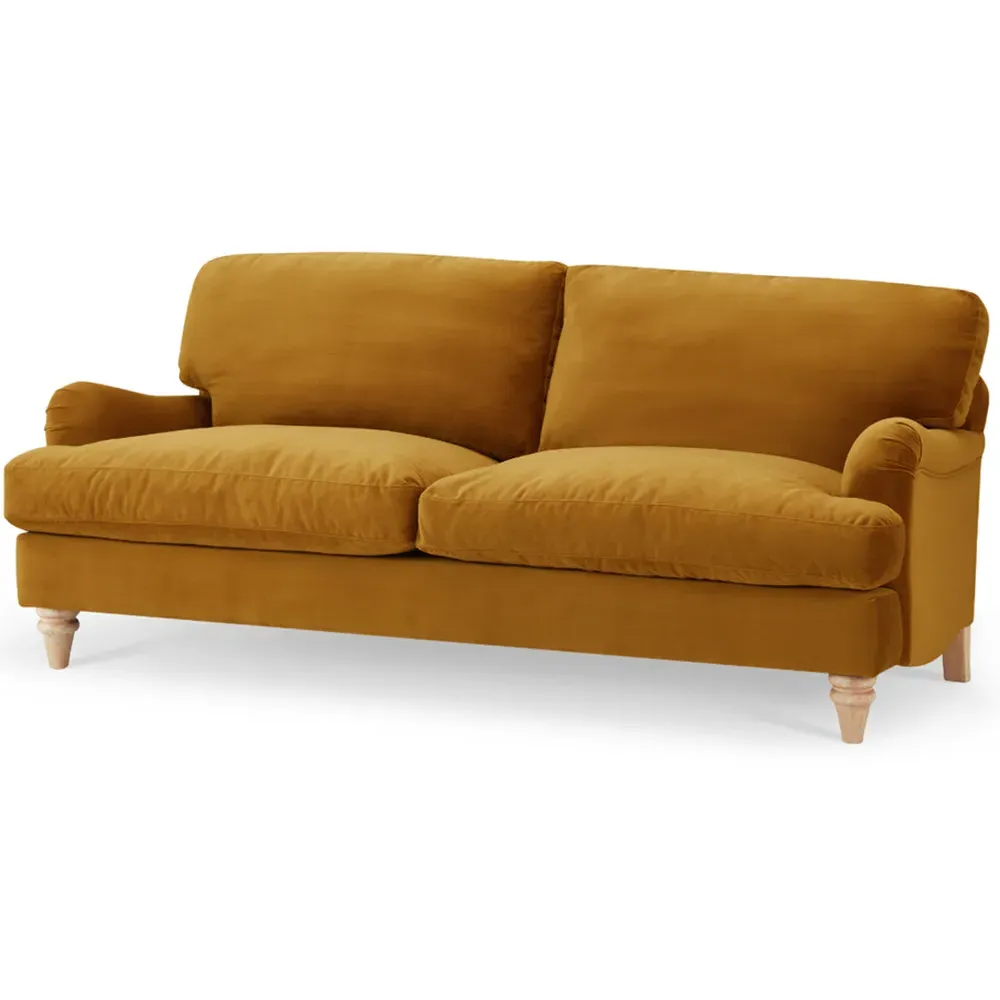 Oxford 3-Seater Sofa - Mustard Gold, Velvet