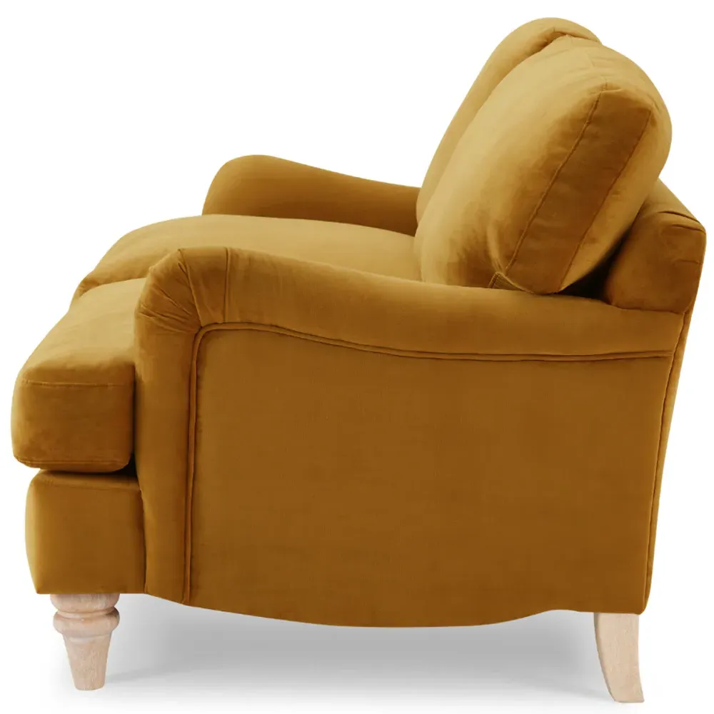 Oxford 3-Seater Sofa - Mustard Gold, Velvet