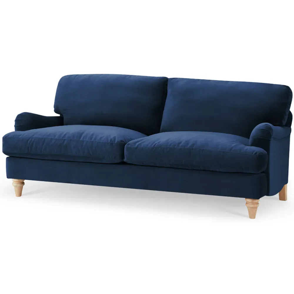Oxford 3-Seater Sofa - Navy Blue, Velvet