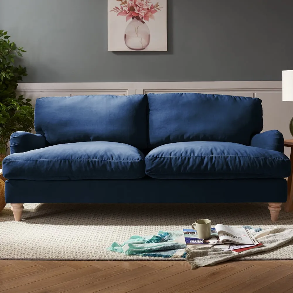 Oxford 3-Seater Sofa - Navy Blue, Velvet