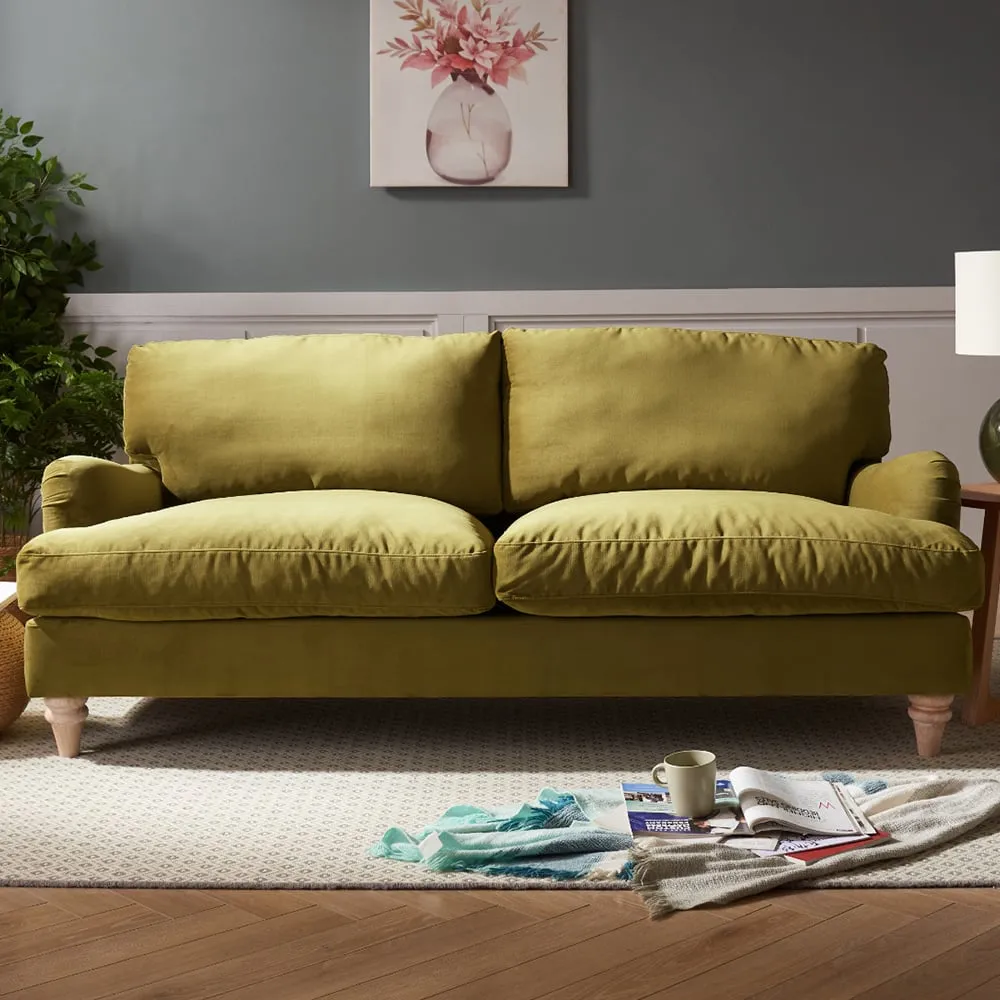 Oxford 3-Seater Sofa - Olive Green, Velvet