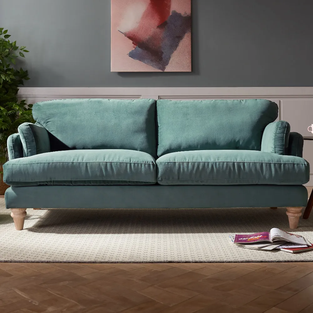 Regent 3-Seater Sofa - Teal, Velvet