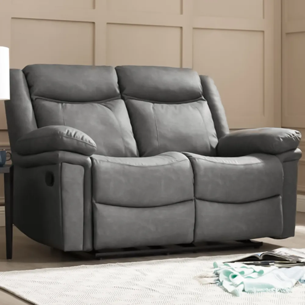 Rowan 2-Seater Recliner Sofa - Grey, Faux Leather