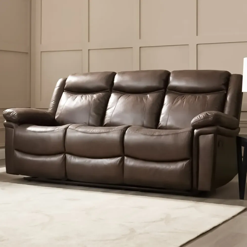 Rowan 3-Seater Recliner Sofa - Brown, Faux Leather