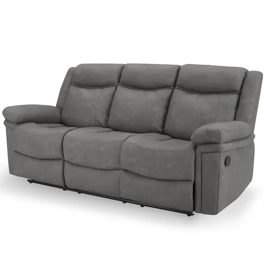 Rowan 3 Seater Recliner Sofa - Grey, Faux Leather