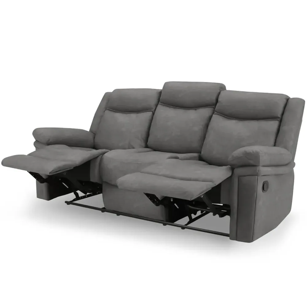 Rowan 3 Seater Recliner Sofa - Grey, Faux Leather