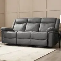 Rowan 3 Seater Recliner Sofa - Grey, Faux Leather