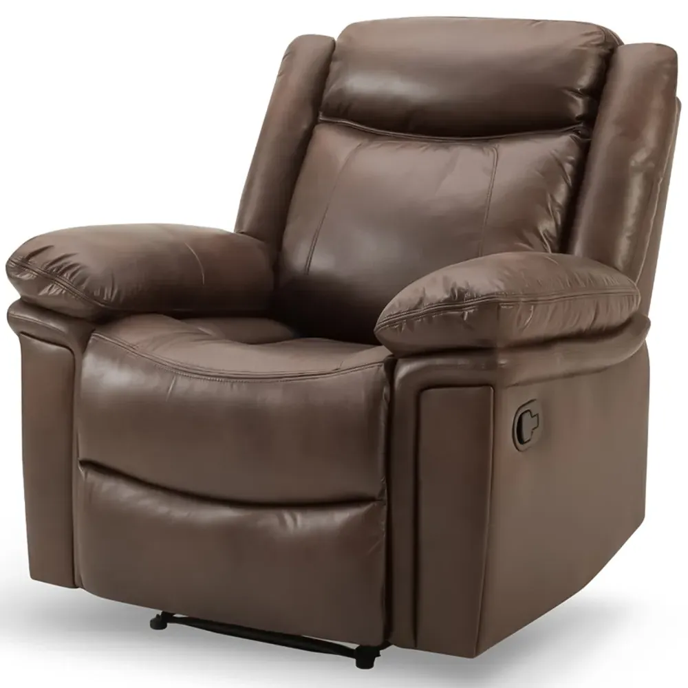 Rowan Single Seater Recliner Sofa - Brown, Faux Leather
