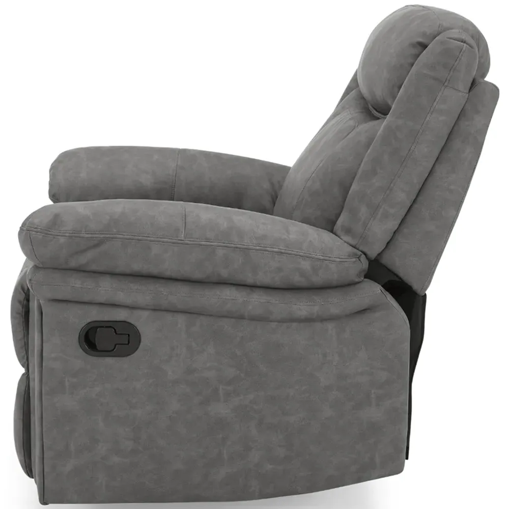 Rowan Single Seater Recliner Sofa - Grey, Faux Leather