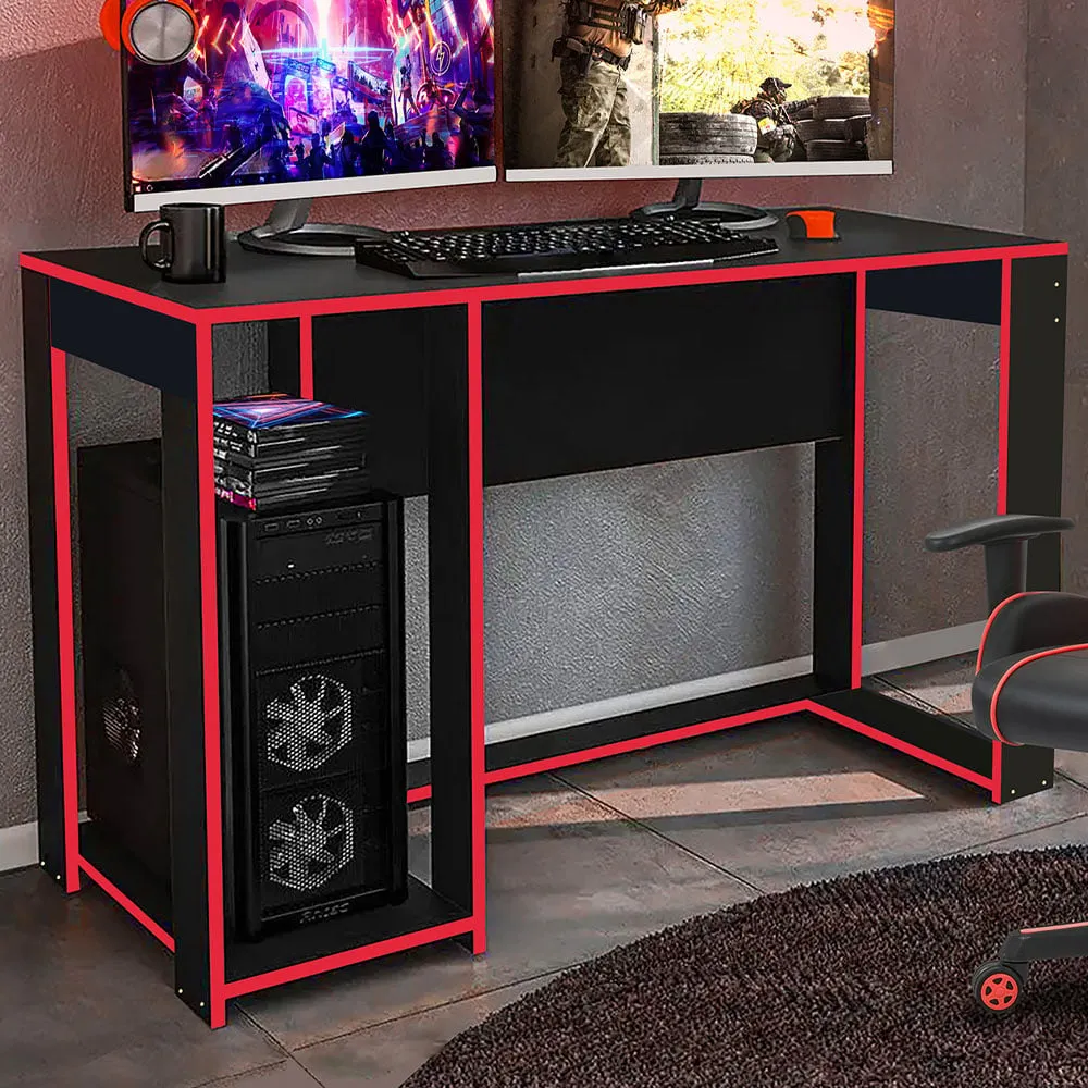 Ryker Ergonomic Gaming Desk - Black, Red