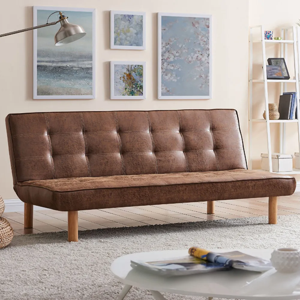 Salerno Double Sleeper Sofa Bed with Click-Clack - Brown, Air Leather