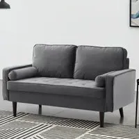 Scott 2-Seater Sofa - Grey, Velvet