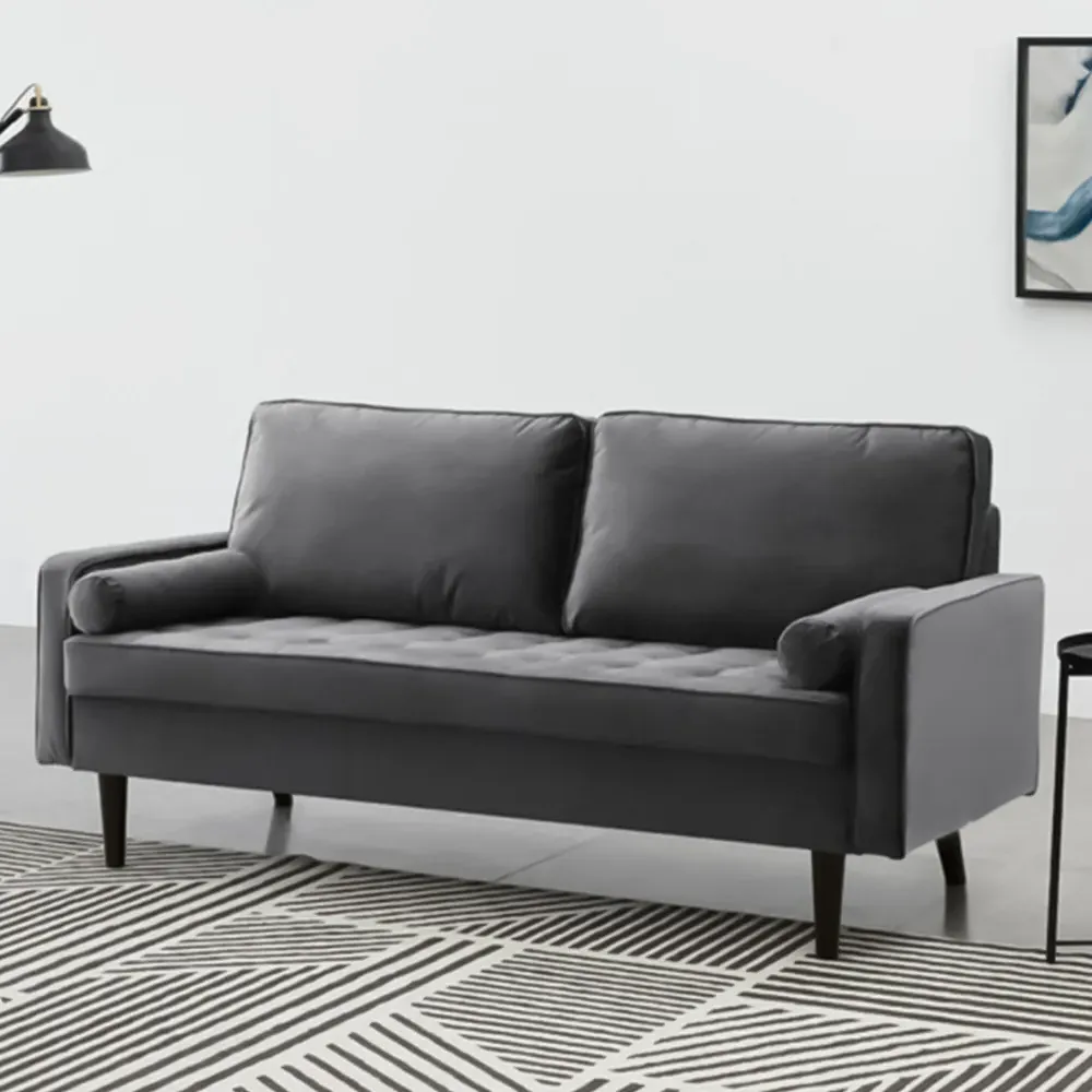 Scott 3-Seater Sofa - Grey, Velvet