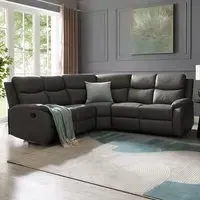 Selby 5-Seater Recliner Sofa - Grey, Air Leather