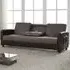 Tampa 3-Seater Sofa Bed with Cup Holders - Grey, Faux Leather