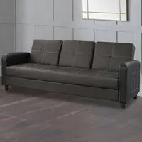 Tampa Double Sleeper Sofa Bed with Cup Holders - Brown, Faux Leather