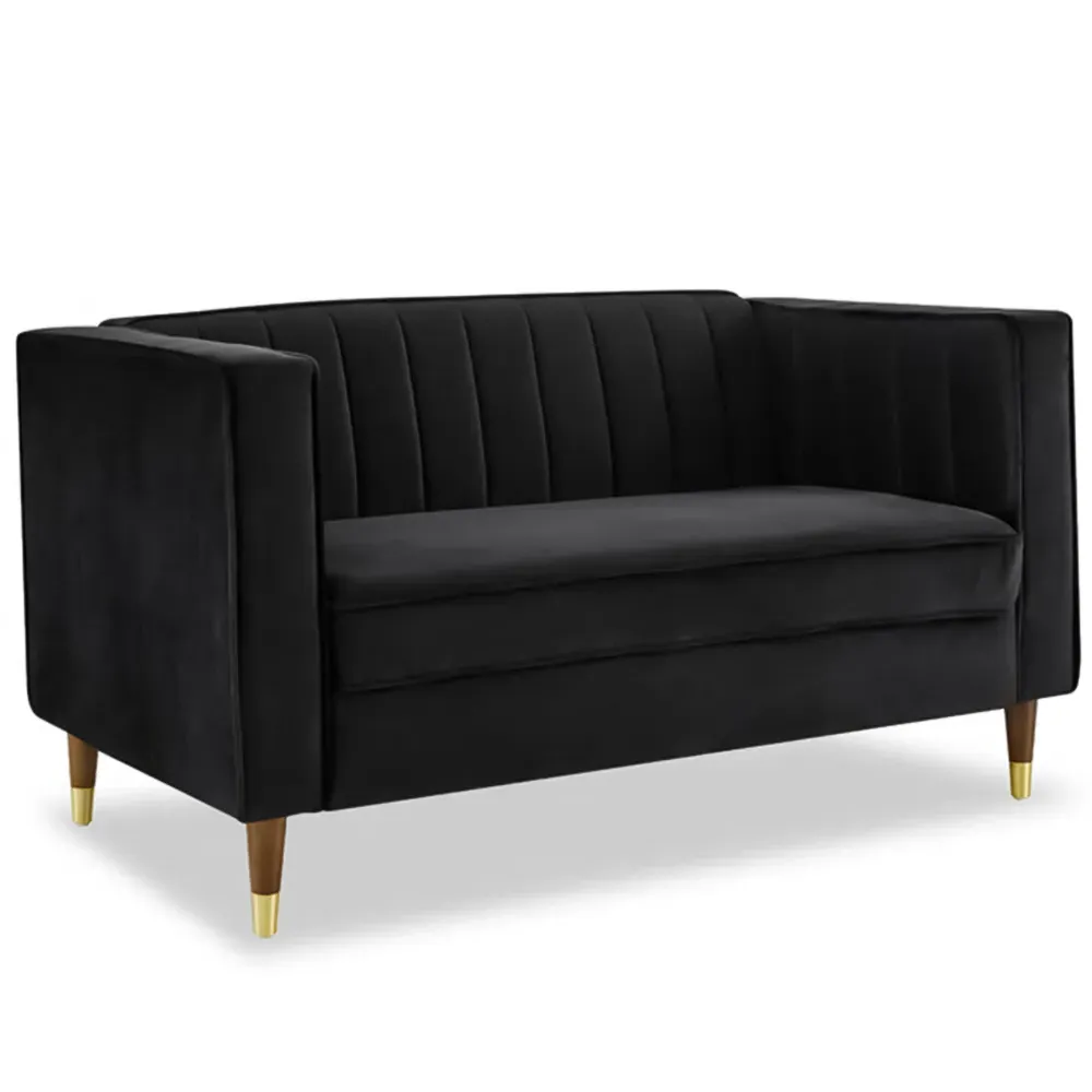 Thomas 2-Seater Sofa - Black, Velvet