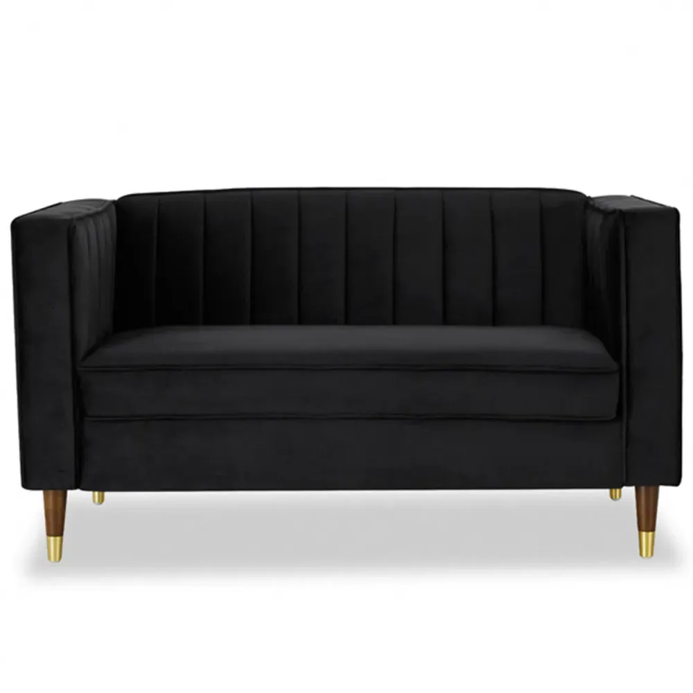Thomas 2-Seater Sofa - Black, Velvet