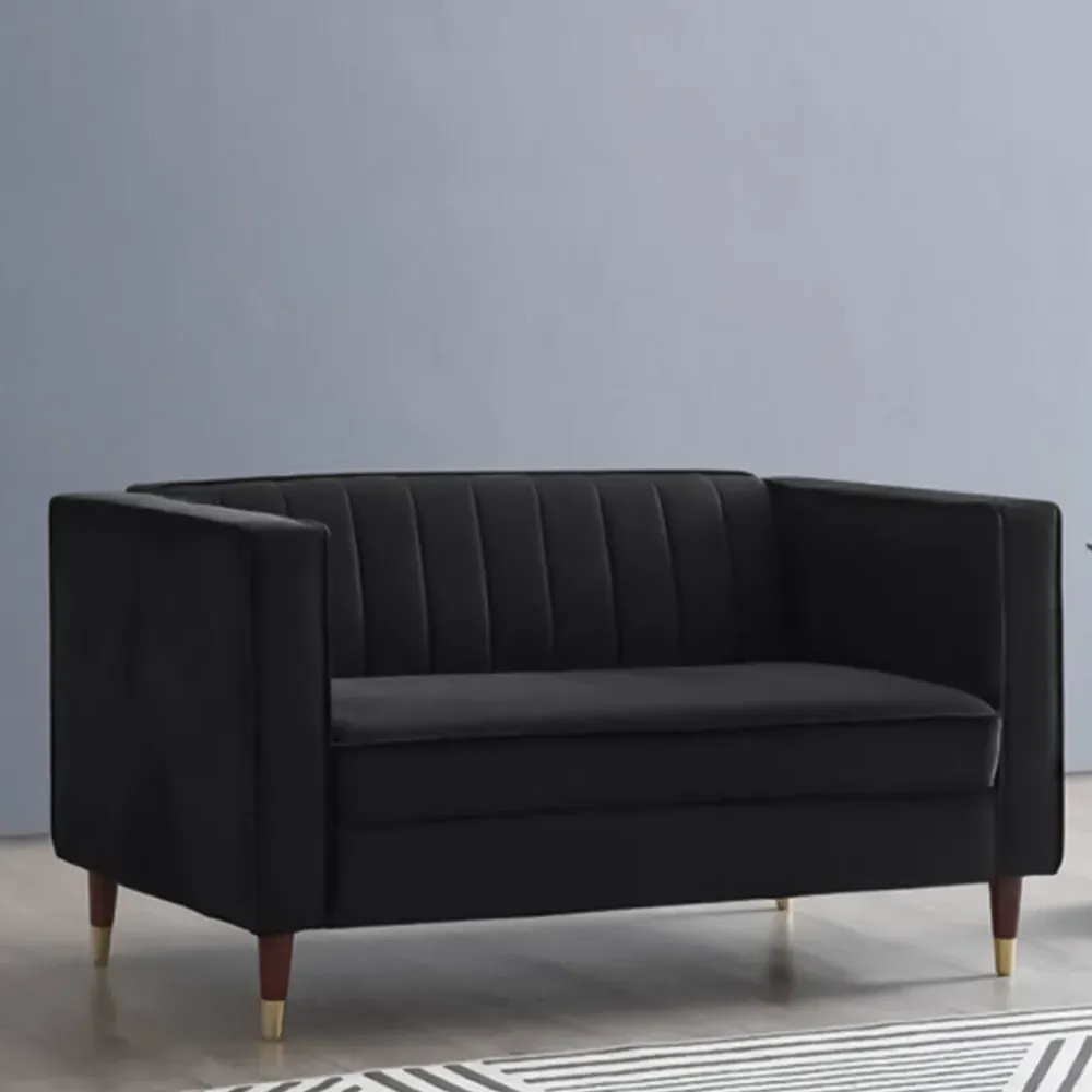 Thomas 2-Seater Sofa - Black, Velvet image