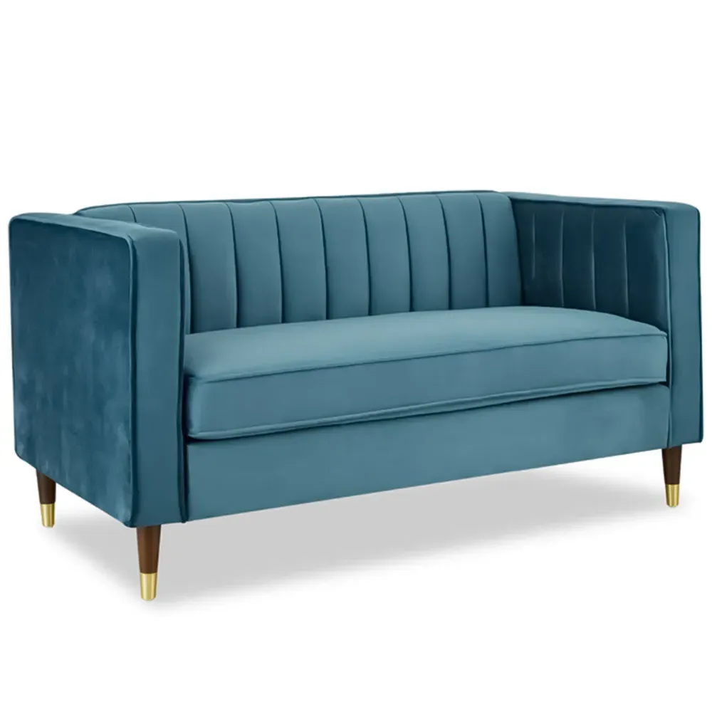 Thomas 2-Seater Sofa - Blue, Velvet