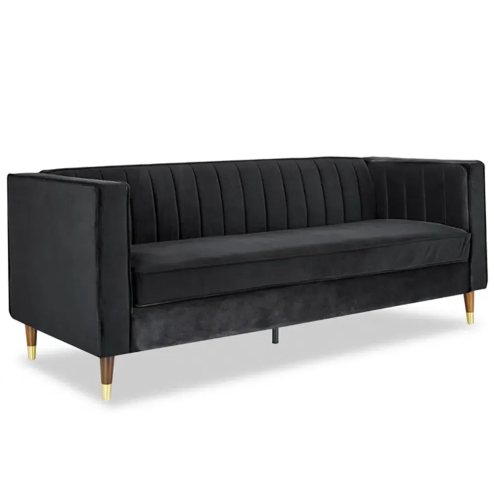 Thomas 3-Seater Sofa - Black, Velvet
