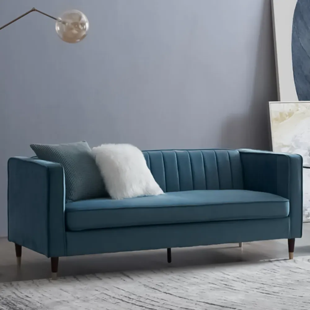 Thomas 3-Seater Sofa - Blue, Velvet