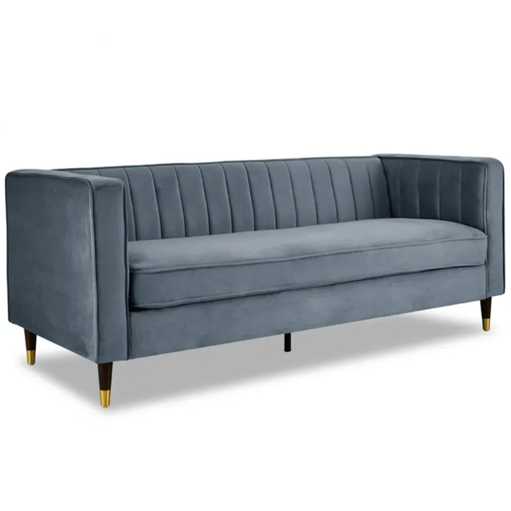 Thomas 3-Seater Sofa - Grey, Velvet