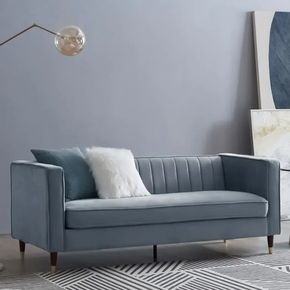 Thomas 3-Seater Sofa - Grey, Velvet