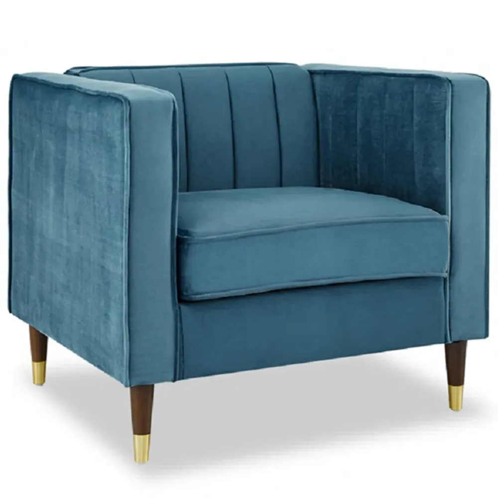 Thomas Sofa Chair - Blue, Velvet