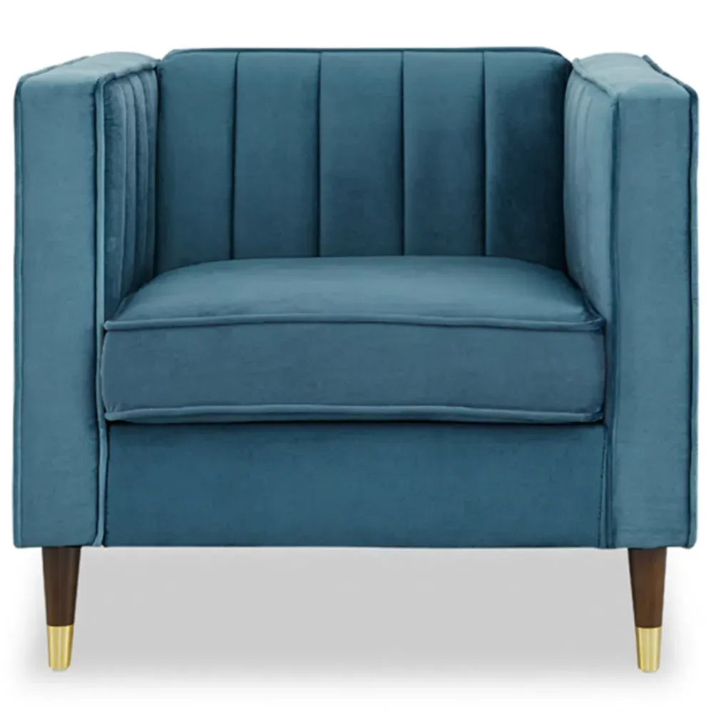 Thomas Sofa Chair - Blue, Velvet