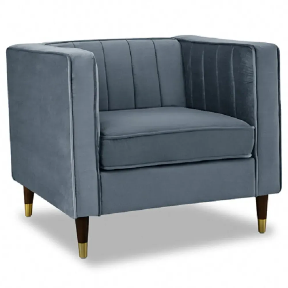 Thomas Sofa Chair - Grey, Velvet