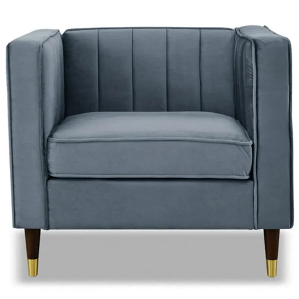 Thomas Sofa Chair - Grey, Velvet