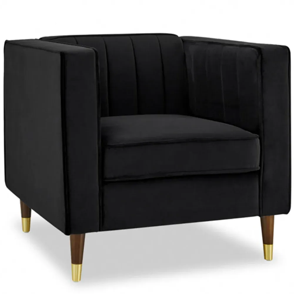 Thomas Velvet Sofa Chair - Black