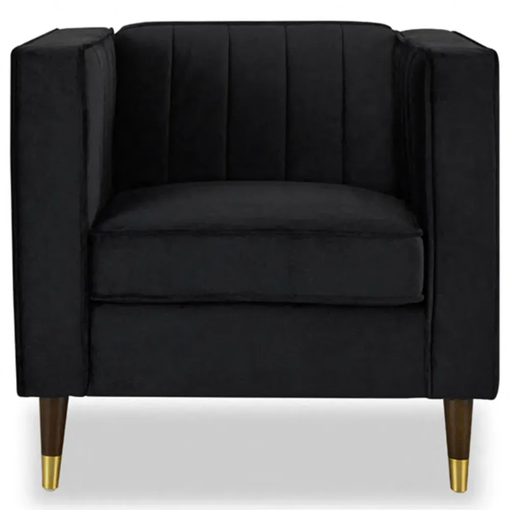 Thomas Velvet Sofa Chair - Black