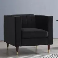 Thomas Velvet Sofa Chair - Black