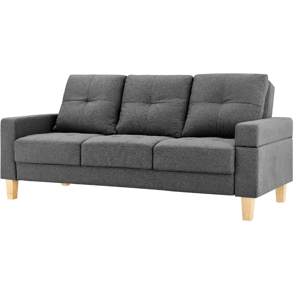 Victoria 3-Seater Sleeper Sofa Bed - Dark Grey, Fabric