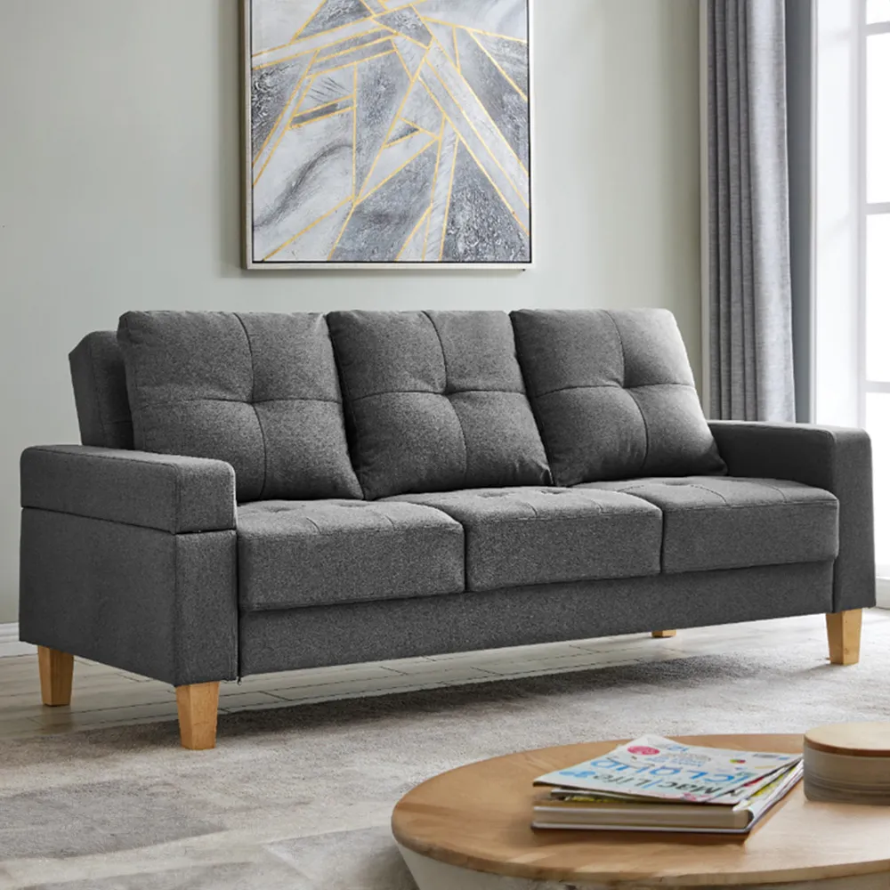 Victoria 3-Seater Sleeper Sofa Bed - Dark Grey, Fabric