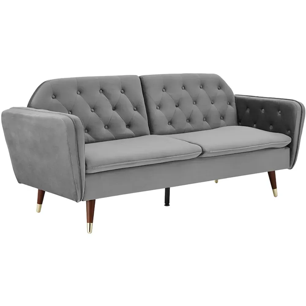 Whitby 2-Seater Sofa Bed - Grey, Velvet