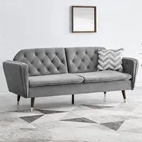 Whitby 2-Seater Sofa Bed - Grey, Velvet
