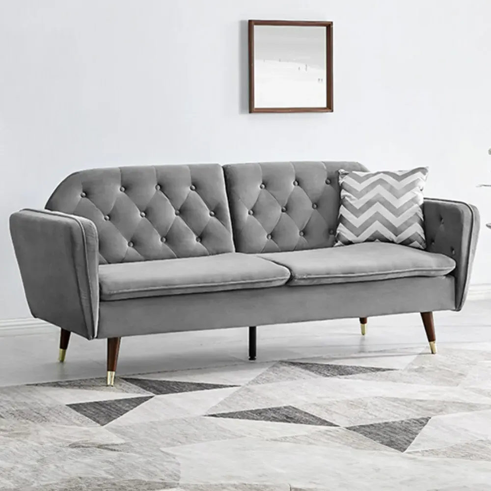 Whitby 2-Seater Sofa Bed - Grey, Velvet