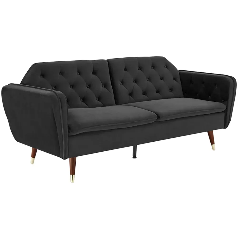 Whitby 2-Seater Sofa Bed with Click-Clack - Black, Velvet