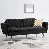 Whitby 2-Seater Sofa Bed with Click-Clack - Black, Velvet