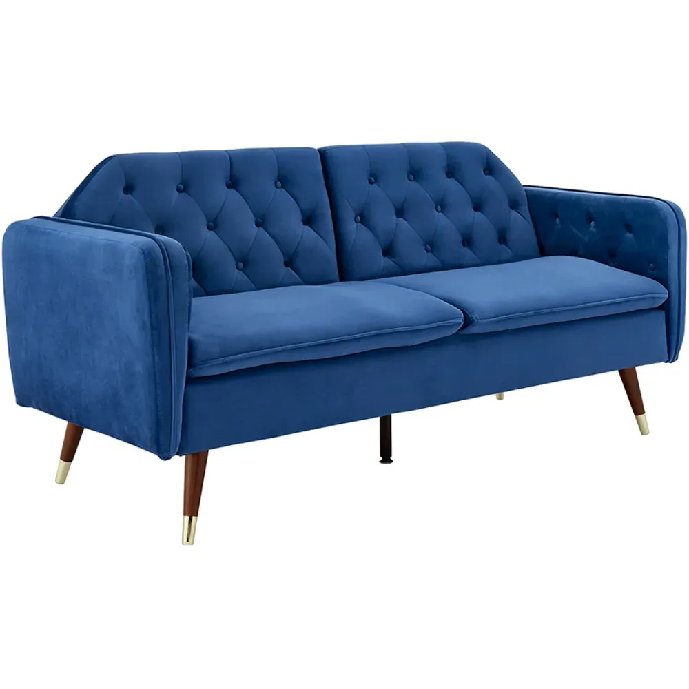 Whitby Double Sleeper Sofa Bed - Blue, Velvet