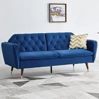 Whitby Double Sleeper Sofa Bed - Blue, Velvet