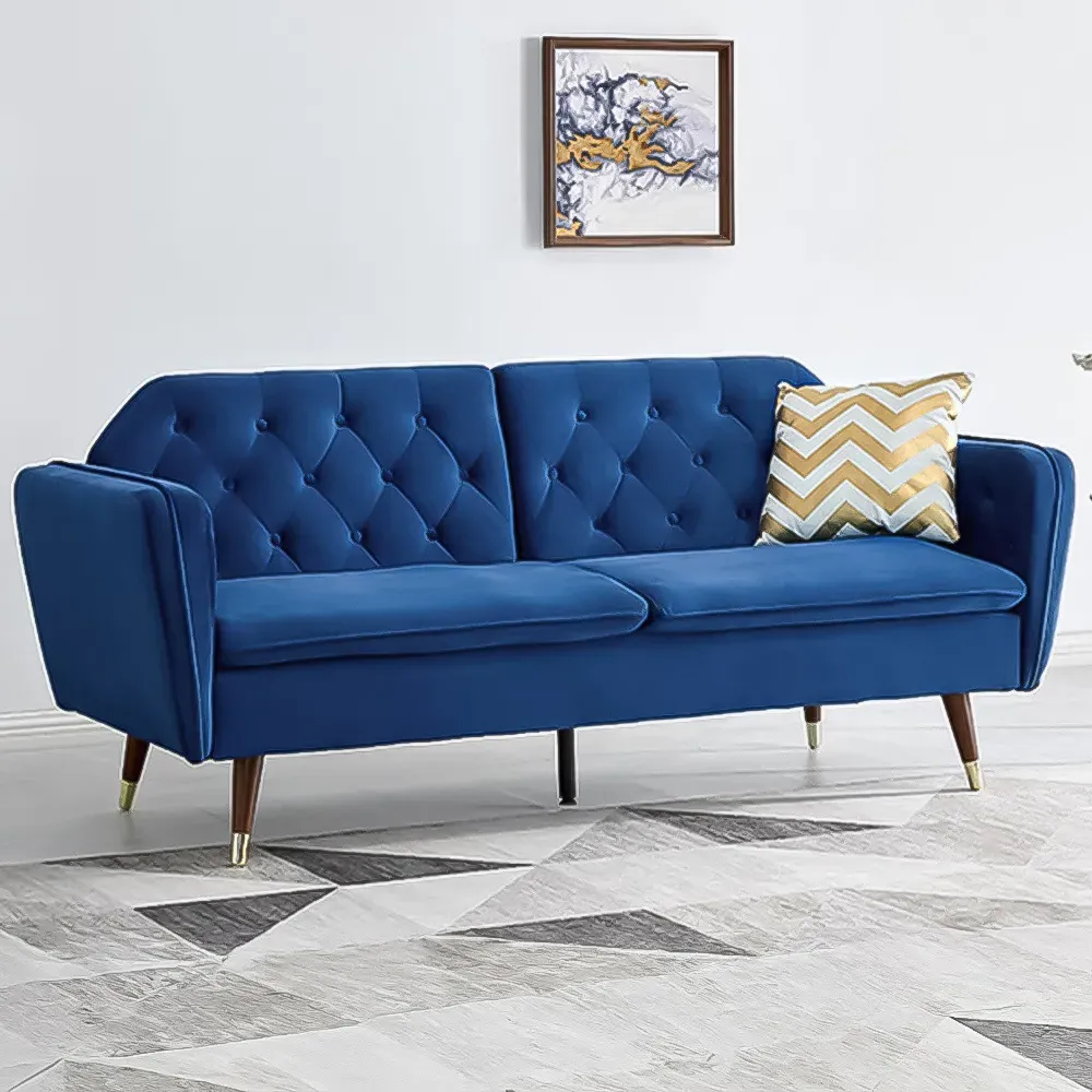 Whitby Double Sleeper Sofa Bed - Blue, Velvet