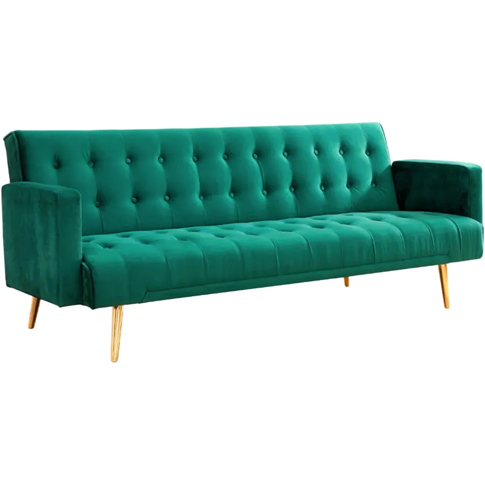 Windsor 3-Seater Sofa Bed - Green, Velvet