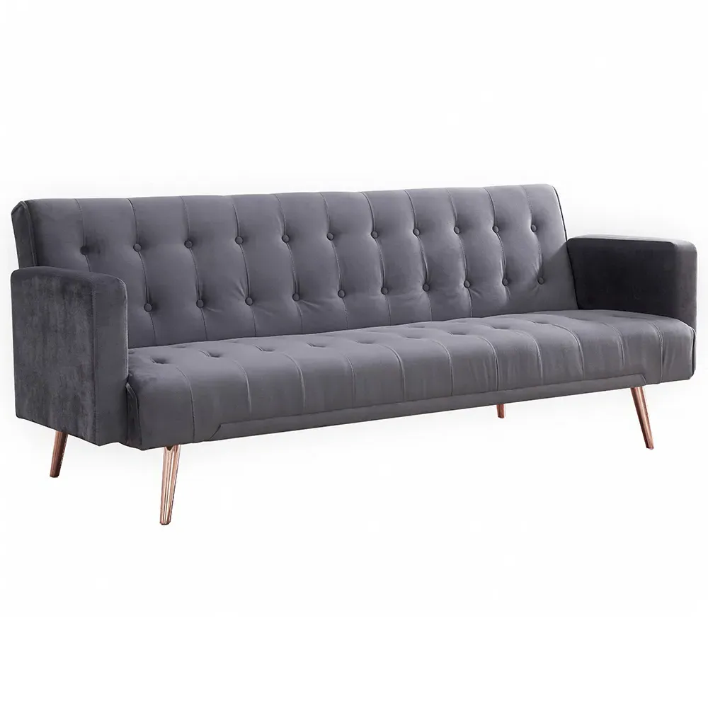 Windsor 3-Seater Sofa Bed - Grey, Velvet